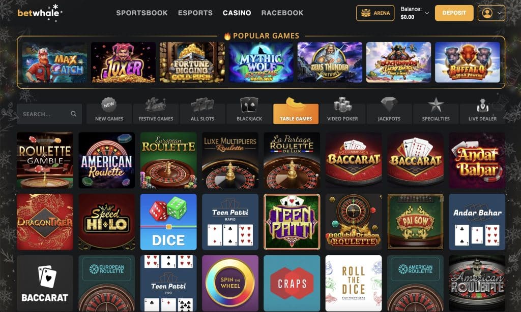 BetWhale Casino Screenshot Nevada